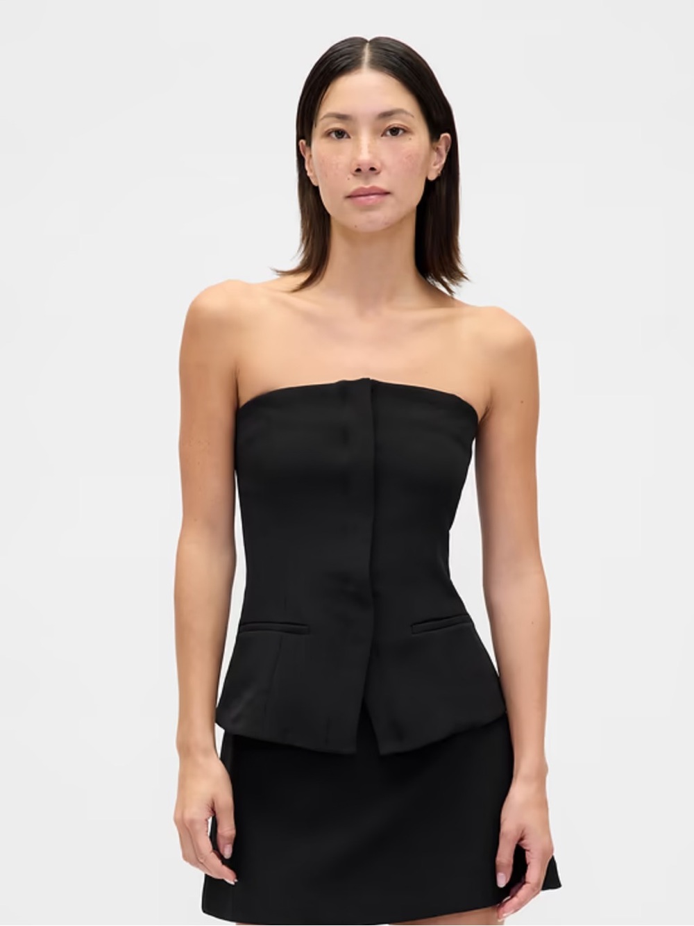GAP NWT Strapless Corset Top Bi-stretch Black XL
